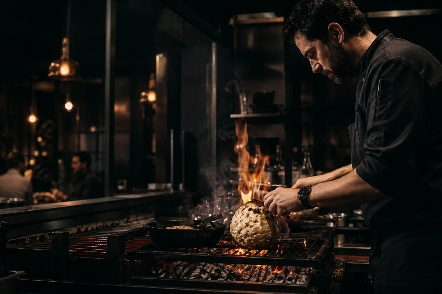 Vuur restaurant website concept with a dark editorial hero and reservation focus