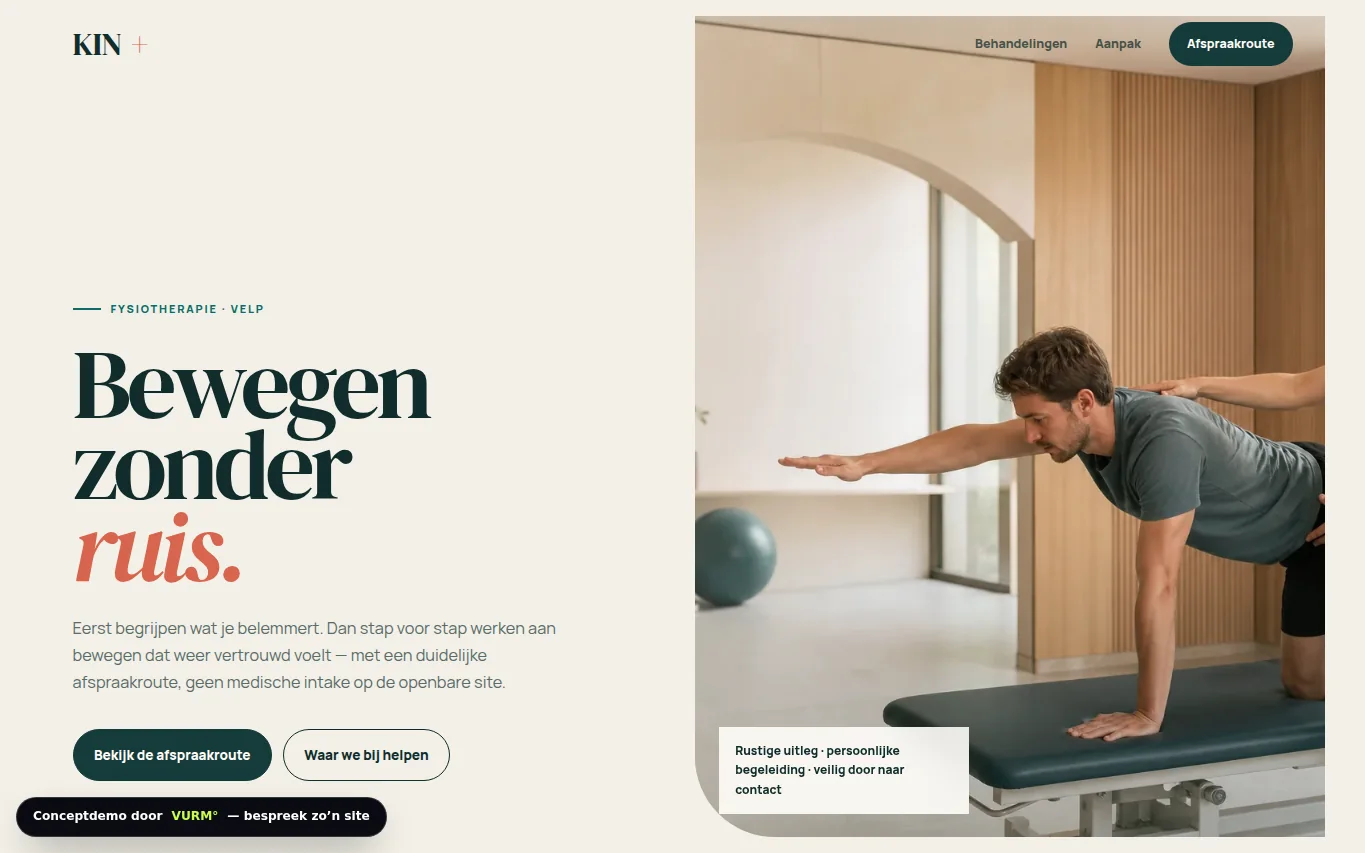 Fictional VURM physiotherapy website concept