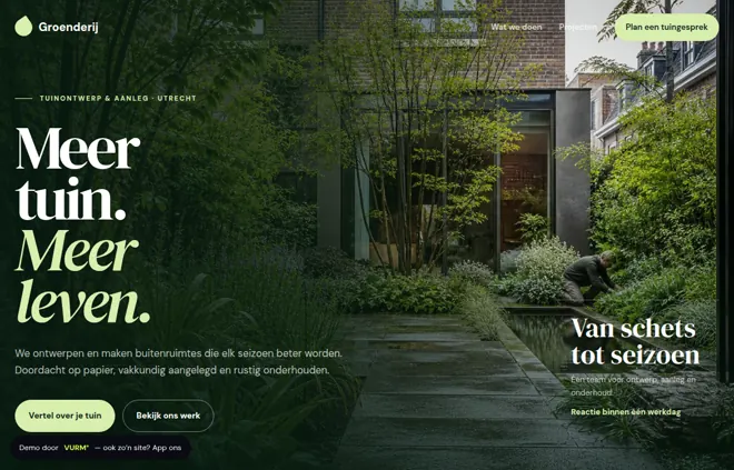 Fictional VURM landscaping website concept