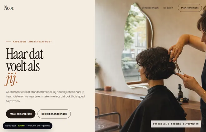 Fictional VURM hair salon website concept
